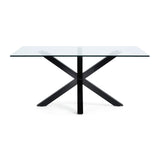 ARYA Table 150x90 Clear Glass Top with Black Legs C07 | In Stock