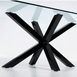 ARYA Table 150x90 Clear Glass Top with Black Legs C07 | In Stock
