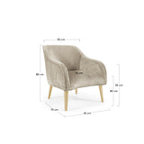 LOBBY Armchair chenille beige with natural legs | In Stock