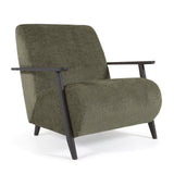 MARTHAN Armchair Wenge Wood and Green Chenille | In Stock