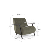 MARTHAN Armchair Wenge Wood and Green Chenille | In Stock