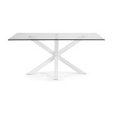 ARYA Table 150x90 Clear Glass Top with White Legs C07 | In Stock