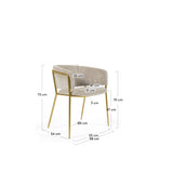 KONNIE Armchair gold metal chenille beige | In Stock
