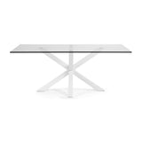 ARYA Table 200x100 Clear Glass Top with White Legs C07 | In Stock