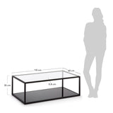 GREENHILL Coffee table 110x60 metal glass black clear | In Stock