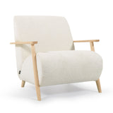 MARTHAN Armchair Natural Wood and White Shearling | In Stock
