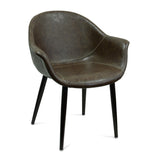Nufurn Slater Tub Chair for Restaurant Dining and Lounge Seating in Hotels, Pubs, Clubs & Restaurants.  Synthetic leather with baseball stitched seat and metal legs