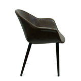 Nufurn Slater Tub Chair for Restaurant Dining and Lounge Seating in Hotels, Pubs, Clubs & Restaurants.  Synthetic leather with baseball stitched seat and metal legs